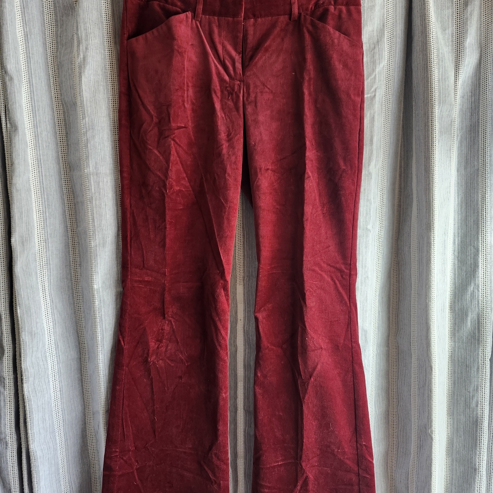 The Limited Deep Red Velvet Flare Trousers